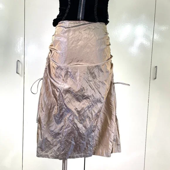 Zelda metallicTaffeta Made in USA Side Drawstring rushed skirt 6 - Picture 10 of 14